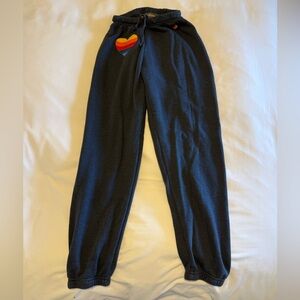 Aviator Nation Rainbow Heart Stitch Sweatpants